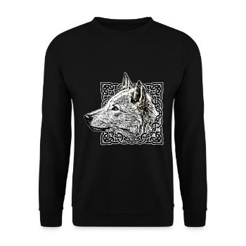 Wolf, grey - Unisex Sweatshirt - black - Front - Alina (178cm) & Michal (187cm)