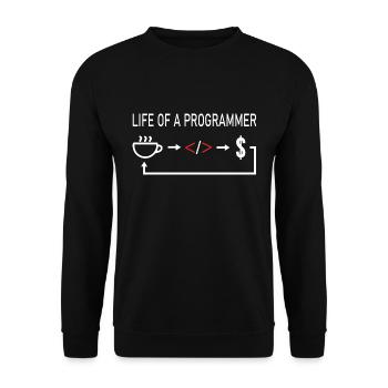 Informaticien La vie d'un programmeur codeur codage - Sweat-shirt Unisexe - noir - Devant - Alina (178cm) & Michal (187cm)