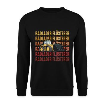 Radlader Flüsterer Retro Radladerfahrer - Unisex Pullover - Schwarz - Vorne - Alina (178cm) & Michal (187cm)