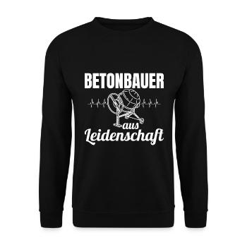 Betonbauer aus Leidenschaft - Unisex Pullover - Schwarz - Vorne - Alina (178cm) & Michal (187cm)