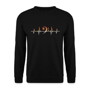 Clef de Basse Heartbeat Bass Bassiste - Sweat-shirt Unisexe - noir - Devant - Alina (178cm) & Michal (187cm)