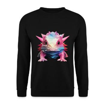 Polygon-Axolotl perfekt für Tierliebhaber - Unisex Pullover - Schwarz - Vorne - Alina (178cm) & Michal (187cm)