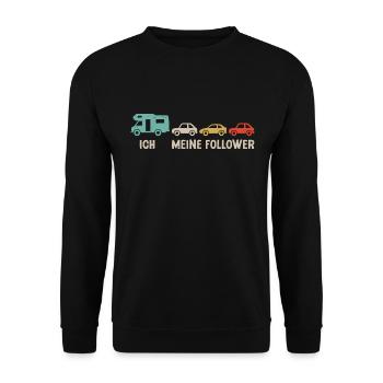 Camping Meine Follower Wohnmobil Camper - Unisex Pullover - Schwarz - Vorne - Alina (178cm) & Michal (187cm)