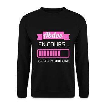 ABDOS ABDOMINAUX EN COURS idée cadeau humour - Sweat-shirt Unisexe - noir - Devant - Alina (178cm) & Michal (187cm)