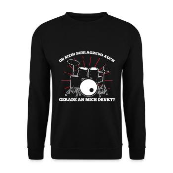 Ob Mein Schlagzeug Auch Gerade An Mich Denkt - Unisex Pullover - Schwarz - Vorne - Alina (178cm) & Michal (187cm)