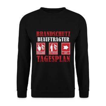 Brandschutzbeauftragter Brandschutz Tagesplan - Unisex Pullover - Schwarz - Vorne - Alina (178cm) & Michal (187cm)