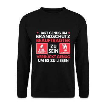 Hart genug um Brandschutzbeauftragter zu sein - Unisex Pullover - Schwarz - Vorne - Alina (178cm) & Michal (187cm)