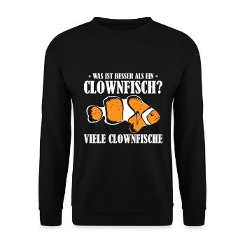 Was ist besser als ein Clownfisch? Viele - Unisex Pullover - Schwarz - Vorne - Alina (178cm) & Michal (187cm)