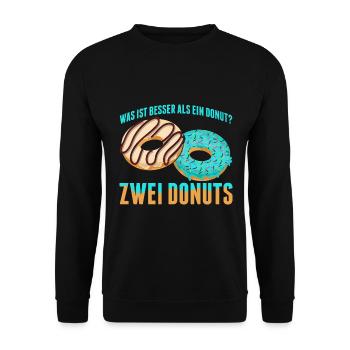 Was ist besser als ein Donut? Zwei Donuts Lieblibg - Unisex Pullover - Schwarz - Vorne - Alina (178cm) & Michal (187cm)
