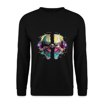 Skull Colors Headphones Music - Unisex Sweatshirt - black - Front - Alina (178cm) & Michal (187cm)