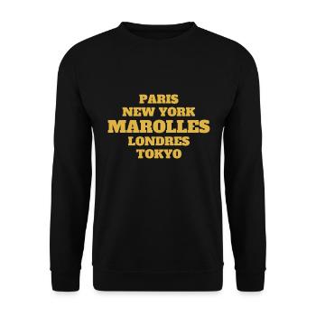 Marolles Style - Unique streets, unique style. - Sweat-shirt Unisexe - noir - Devant - Alina (178cm) & Michal (187cm)