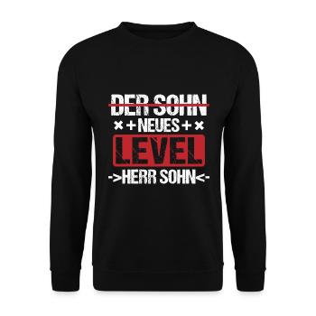 Der Sohn neues Level Herr Sohn Jugendweihe - Unisex Pullover - Schwarz - Vorne - Alina (178cm) & Michal (187cm)