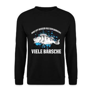 Was ist besser als ein Barsch? Viele Barsche - Unisex Pullover - Schwarz - Vorne - Alina (178cm) & Michal (187cm)