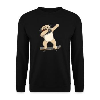 Dabbing Mops Sonnenbrille Skater Jungen Geschenk - Unisex Pullover - Schwarz - Vorne - Alina (178cm) & Michal (187cm)