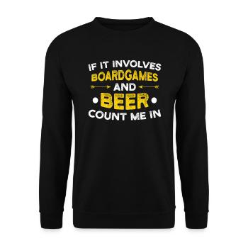 Brettspiele und Bier ich bin dabei Geschenk - Unisex Pullover - Schwarz - Vorne - Alina (178cm) & Michal (187cm)