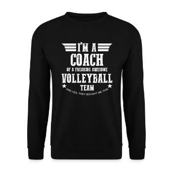 Volleyball Coach Sport Trainer Geburtstag Geschenk - Unisex Pullover - Schwarz - Vorne - Alina (178cm) & Michal (187cm)