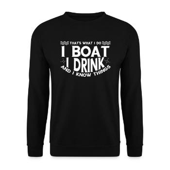 Bootfahren Spruch Bootsfahrer Angler Geschenk - Unisex Pullover - Schwarz - Vorne - Alina (178cm) & Michal (187cm)