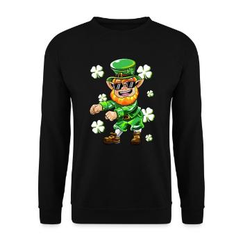 Flossing Kobold Kleeblatt St Patricks Day Geschenk - Unisex Pullover - Schwarz - Vorne - Alina (178cm) & Michal (187cm)