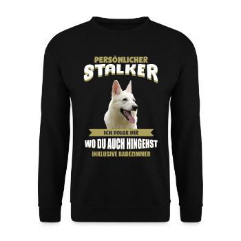 Weisser Schäferhund Shirt - Weisser Schäferhund - Unisex Pullover - Schwarz - Vorne - Alina (178cm) & Michal (187cm)