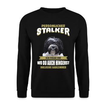 Tibet Terrier Tshirt - Tibet Terrier Hund Shirt - Unisex Pullover - Schwarz - Vorne - Alina (178cm) & Michal (187cm)