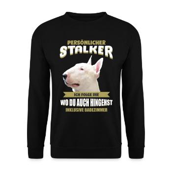 Miniatur Bullterrier Tshirt Bullterrier Hund Shirt - Unisex Pullover - Schwarz - Vorne - Alina (178cm) & Michal (187cm)