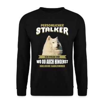 Samojeden Tshirt - Samojede Hund Shirt - Unisex Pullover - Schwarz - Vorne - Alina (178cm) & Michal (187cm)