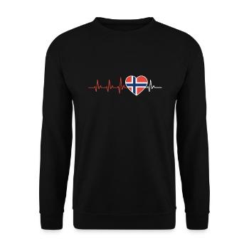 HERZSCHLAG NORWEGEN SKANDINAVIEN FLAGGE GESCHENK - Unisex Pullover - Schwarz - Vorne - Alina (178cm) & Michal (187cm)