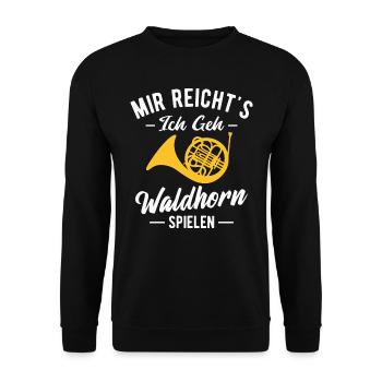 Waldhorn Hornist Orchester Horn Musiker - Unisex Pullover - Schwarz - Vorne - Alina (178cm) & Michal (187cm)