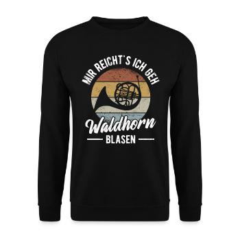 Waldhorn Hornist Orchester Musiker Horn Blasmusik - Unisex Pullover - Schwarz - Vorne - Alina (178cm) & Michal (187cm)