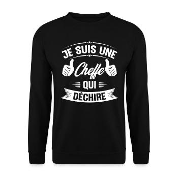 Je suis une cheffe qui déchire - Sweat-shirt Unisexe - noir - Devant - Alina (178cm) & Michal (187cm)