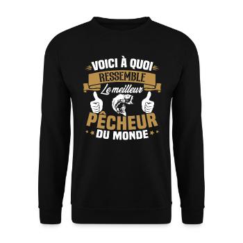 Le meilleur pêcheur du monde Cadeau pêcheur - Sweat-shirt Unisexe - noir - Devant - Alina (178cm) & Michal (187cm)