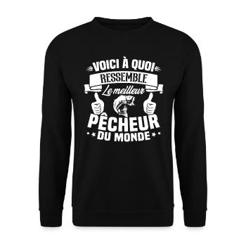 Le meilleur pêcheur du monde Cadeau pêcheur - Sweat-shirt Unisexe - noir - Devant - Alina (178cm) & Michal (187cm)