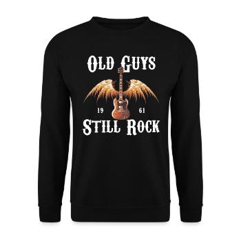 Alte Jungs rocken immer noch Grafik - Unisex Pullover - Schwarz - Vorne - Alina (178cm) & Michal (187cm)