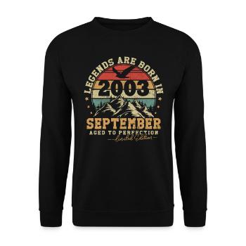 Septembre 2003 vintage rétro anniversaire 2003 - Sweat-shirt Unisexe - noir - Devant - Alina (178cm) & Michal (187cm)