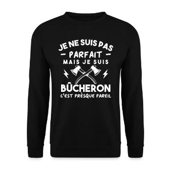 Je ne suis pas parfait mais je suis bûcheron - Sweat-shirt Unisexe - noir - Devant - Alina (178cm) & Michal (187cm)