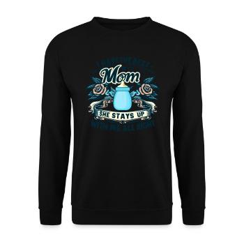 Hab die Beste Mama Bleibt wach die ganze Nacht - Unisex Pullover - Schwarz - Vorne - Alina (178cm) & Michal (187cm)
