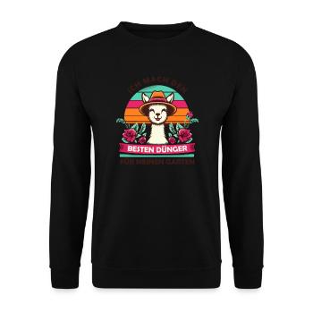 Alpaka machen den besten Dünger für meinen Garten - Unisex Pullover - Schwarz - Vorne - Alina (178cm) & Michal (187cm)