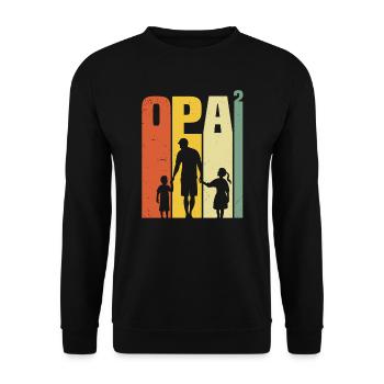 Opa hoch 2 zweifacher opa mit 2 enkelkinder - Unisex Pullover - Schwarz - Vorne - Alina (178cm) & Michal (187cm)