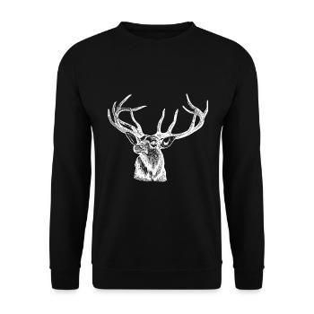 Deer Moose Antler Deer Head Hunter - Unisex Sweatshirt - black - Front - Alina (178cm) & Michal (187cm)