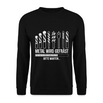 Zerspanungsmechaniker Dreher Spruch Fräser - Unisex Pullover - Schwarz - Vorne - Alina (178cm) & Michal (187cm)