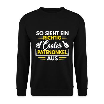 So sieht ein cooler Patenonkel aus Taufpate - Unisex Pullover - Schwarz - Vorne - Alina (178cm) & Michal (187cm)