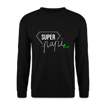 super papi - super papy - fête des pères - Sweat-shirt Unisexe - noir - Devant - Alina (178cm) & Michal (187cm)