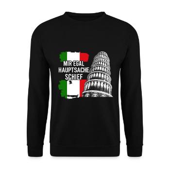Schiefe Turm von Pisa mir egal Italien - Unisex Pullover - Schwarz - Vorne - Alina (178cm) & Michal (187cm)