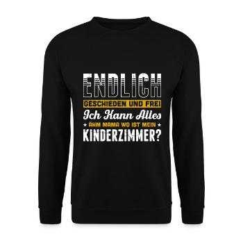 Endlich Geschieden Und Frei Ich Kann Alles Ähm Mam - Unisex Pullover - Schwarz - Vorne - Alina (178cm) & Michal (187cm)