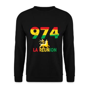 La Réunion Rastafari 974 Cadeau Vibrations Rasta - Sweat-shirt Unisexe - noir - Devant - Alina (178cm) & Michal (187cm)
