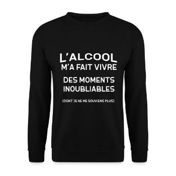 Alcool Fête Et Perte De Mémoire Humour - Sweat-shirt Unisexe - noir - Devant - Alina (178cm) & Michal (187cm)