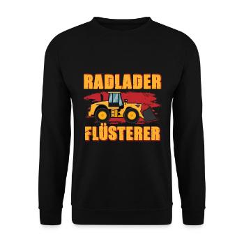 Radlader Flüsterer Retro Radladerfahrer - Unisex Pullover - Schwarz - Vorne - Alina (178cm) & Michal (187cm)
