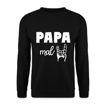 Papa mal Zwei 2 Kinder Rocker Vater - Unisex Pullover - Schwarz - Vorne - Alina (178cm) & Michal (187cm)