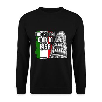 Schiefe Turm von Pisa Spruch Italien - Unisex Pullover - Schwarz - Vorne - Alina (178cm) & Michal (187cm)