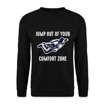 Parachutisme Sautez hors de votre zone de confort - Sweat-shirt Unisexe - noir - Devant - Alina (178cm) & Michal (187cm)